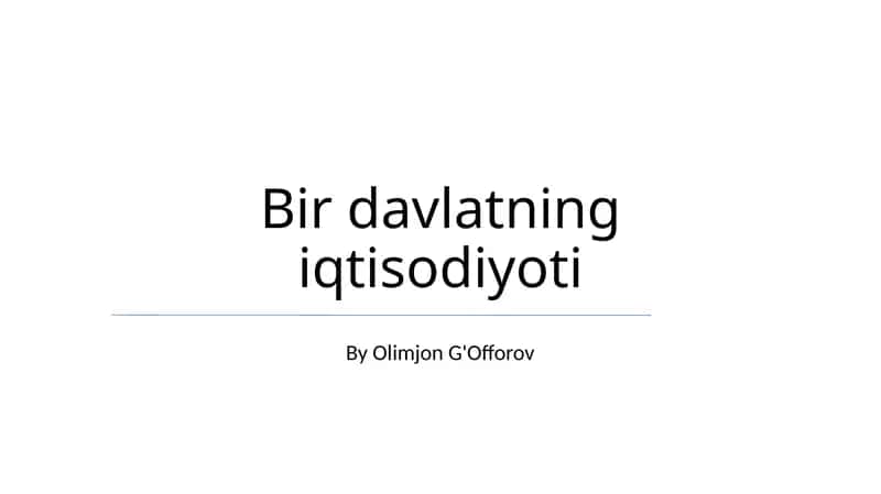 Bir davlatning iqtisodiyoti