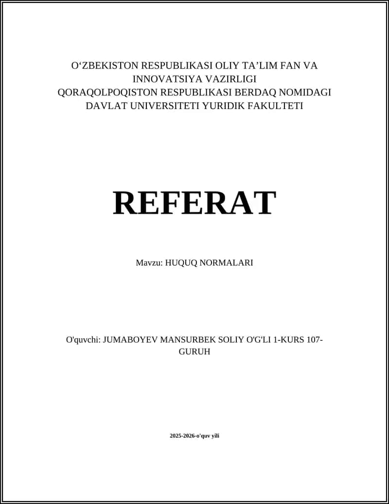 HUQUQ NORMALARI