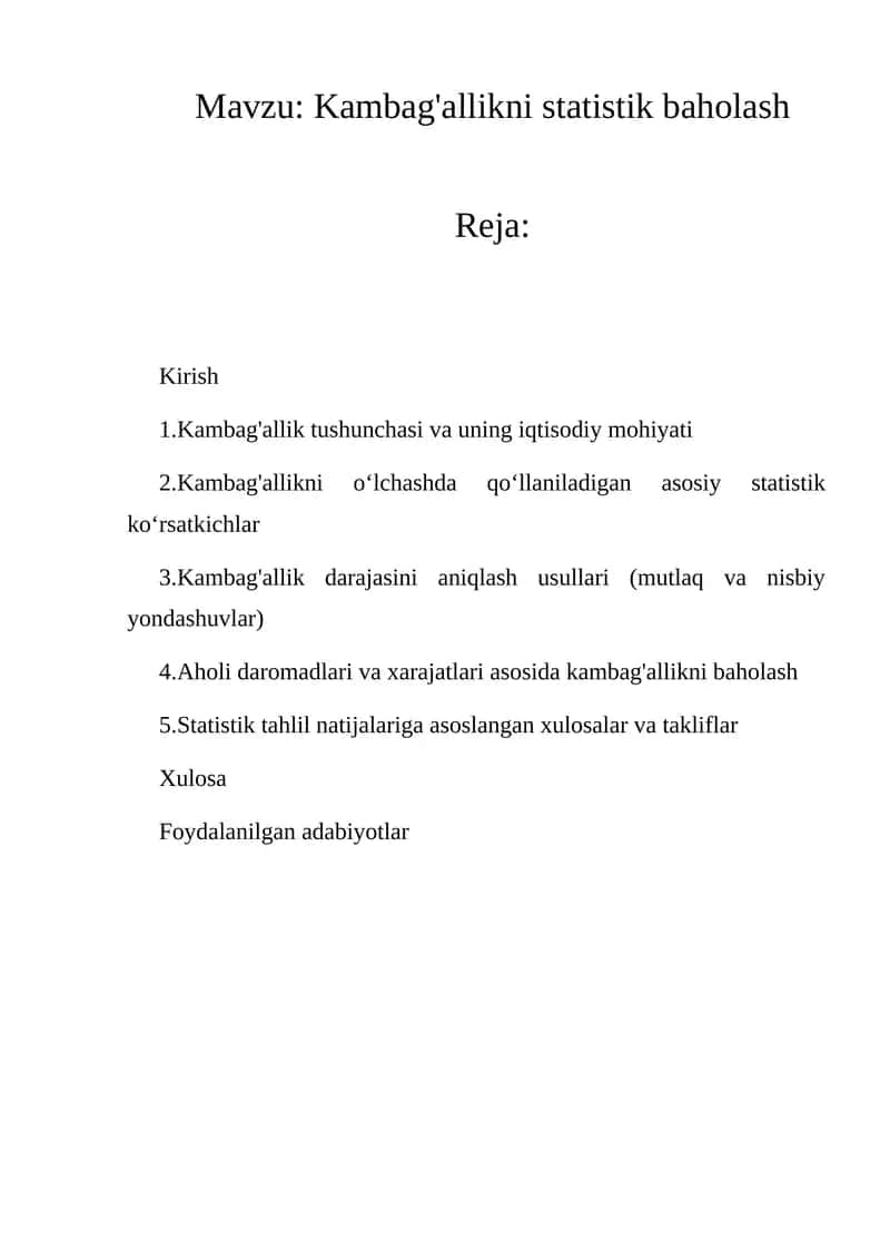 Kambag'allikni statistik baholash