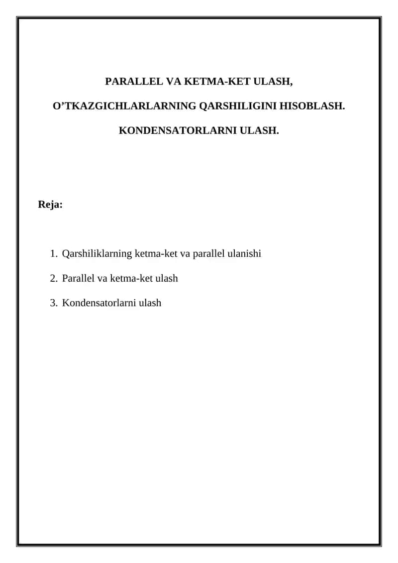 Parallеl va ketma-kеt ulash, O’TKAZGICHLARLARNING QARSHILIGINI HISOBLASH