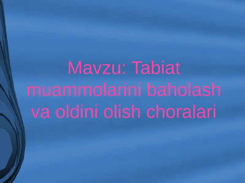 Tabiatmuammolarini baholash va oldini olish choralari