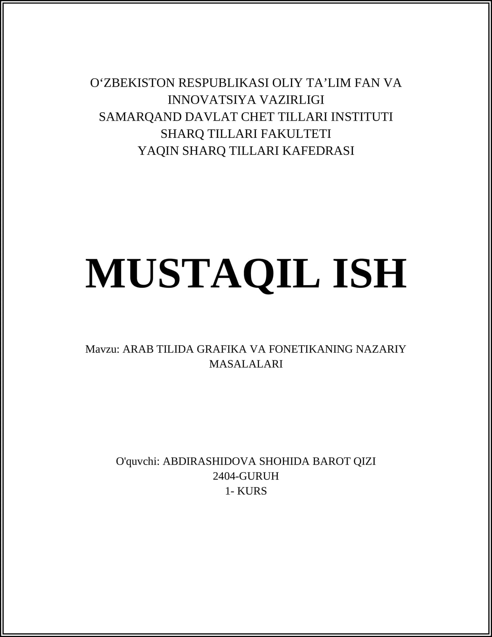 Arab Tilida Grafik Vositalar Tarixi