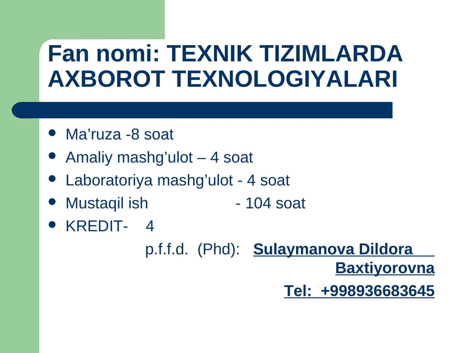 TEXNIK TIZIMLARDA AXBOROT TEXNOLOGIYALARI