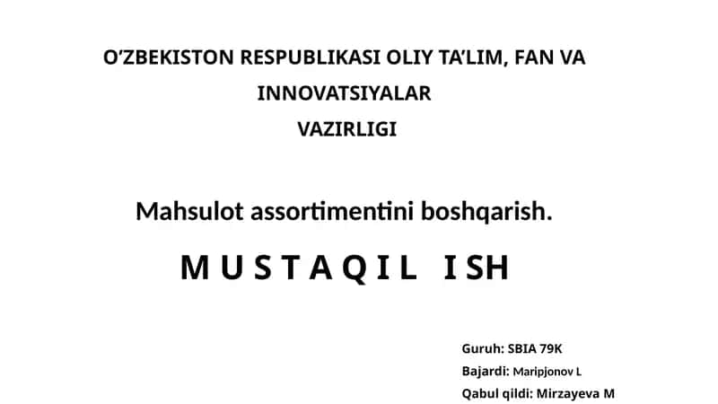 Mahsulot assortimentini boshqarish