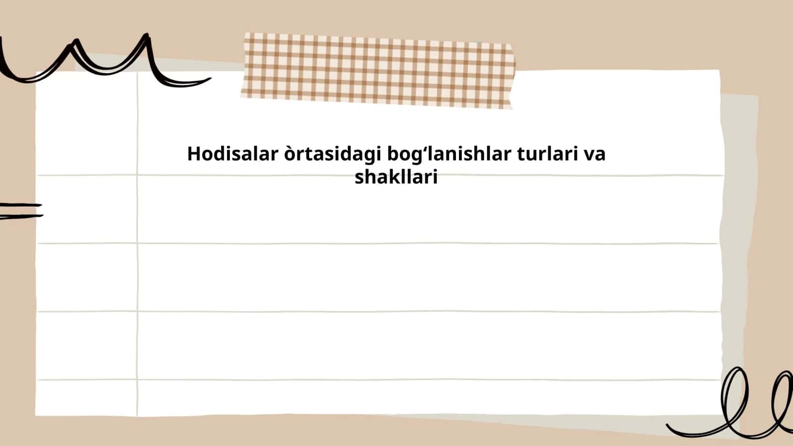 Hodisalar òrtasidagi bogʻlanishlar turlari va shakllari