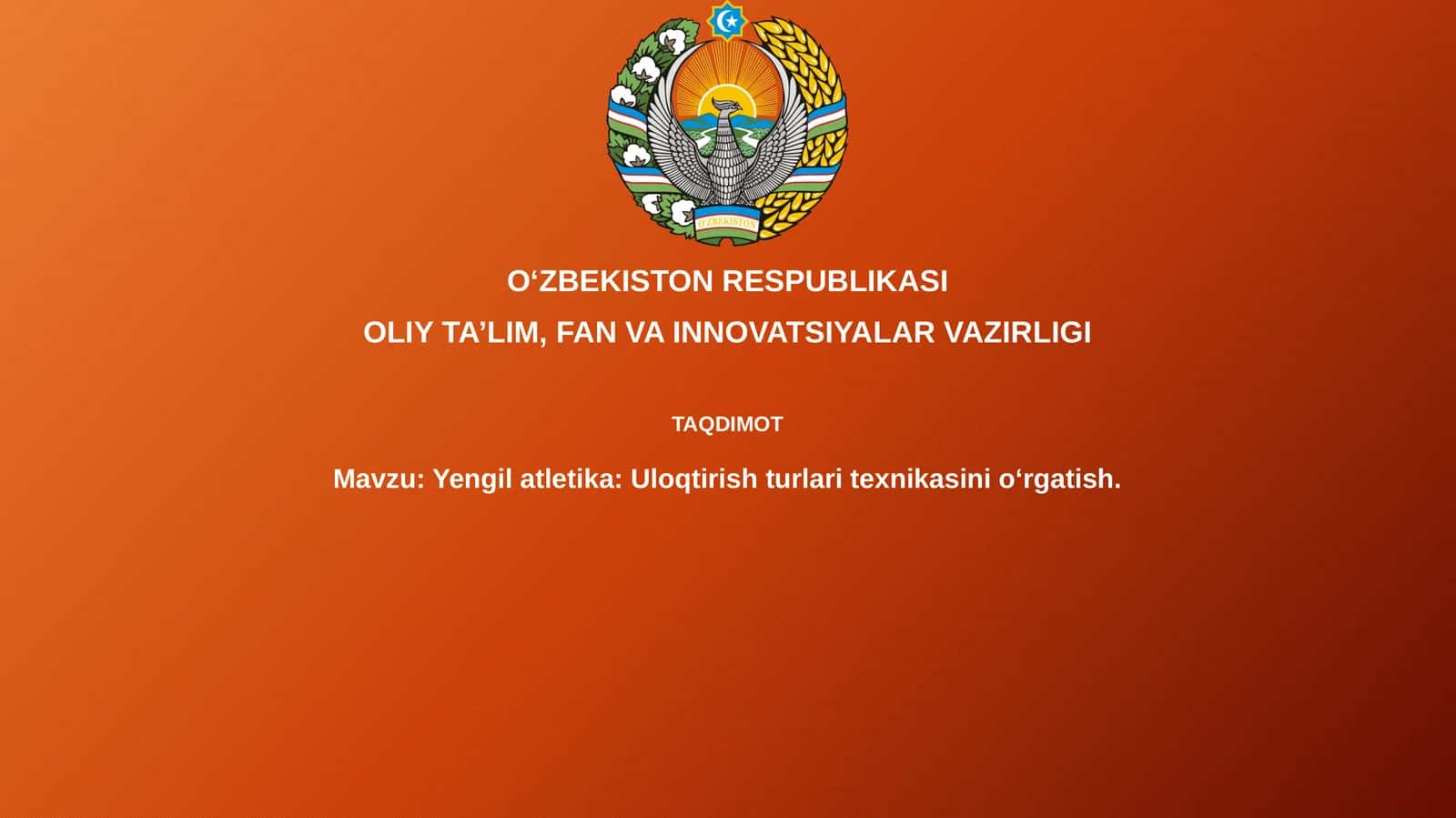 Yengilatletika: Uloqtirishturlari texnikasini oʻrgatish
