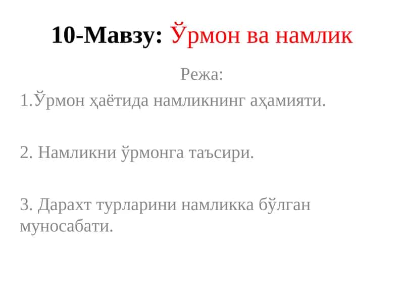 Ўрмон ва намлик