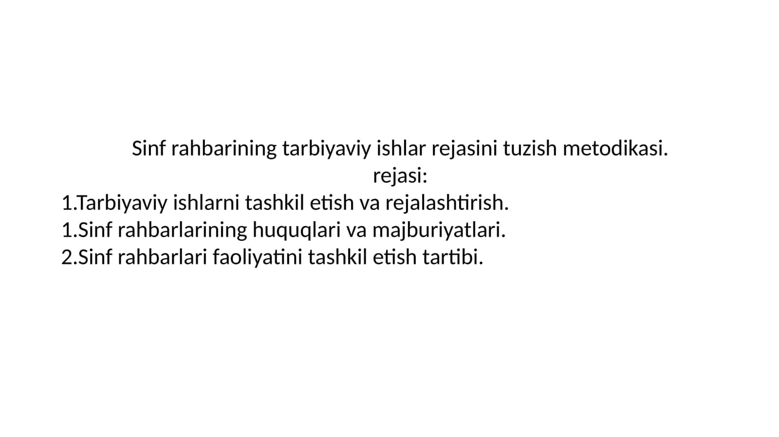 Sinf Rahlaring Tarbiyaviy Ishlar Rejasini Tuzish Metodikasi