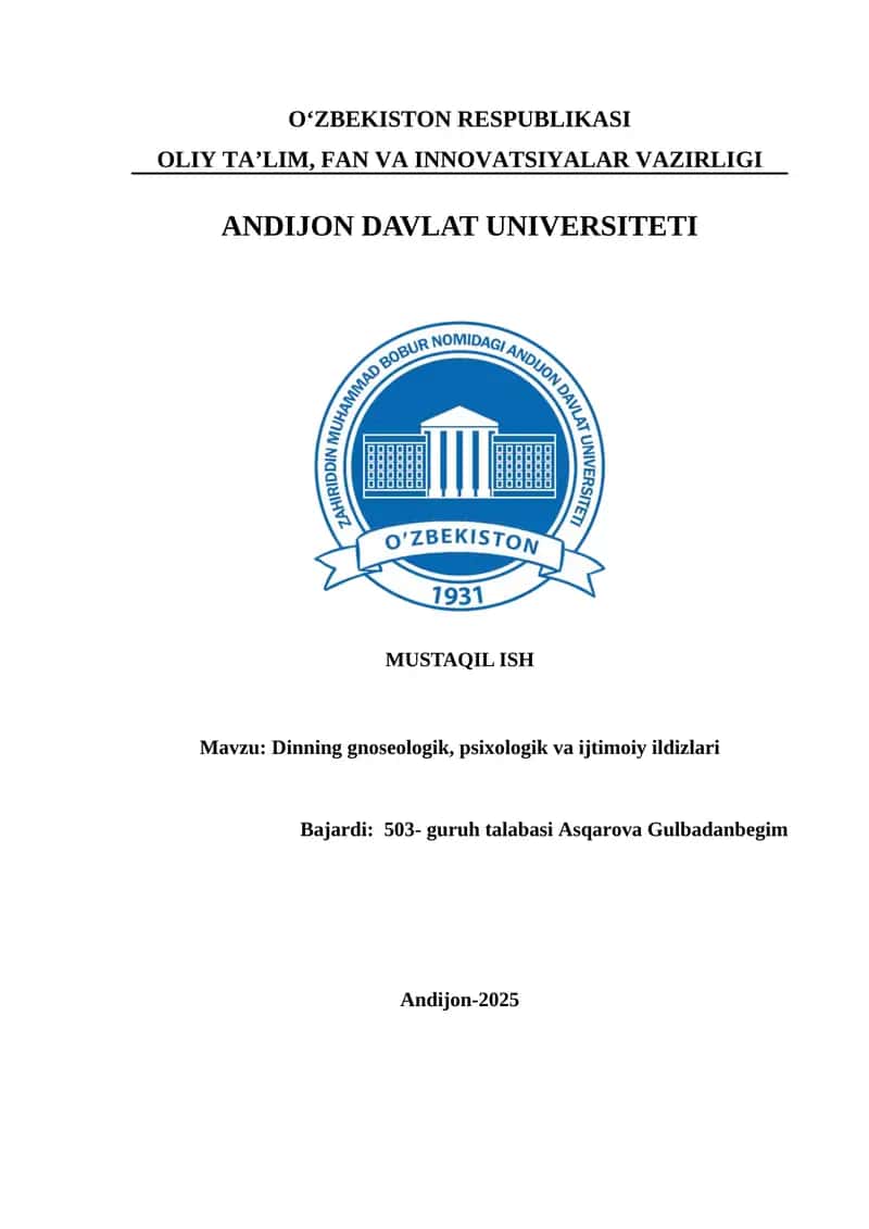 Dinning gnoseologik, psixologik va ijtimoiy ildizlari