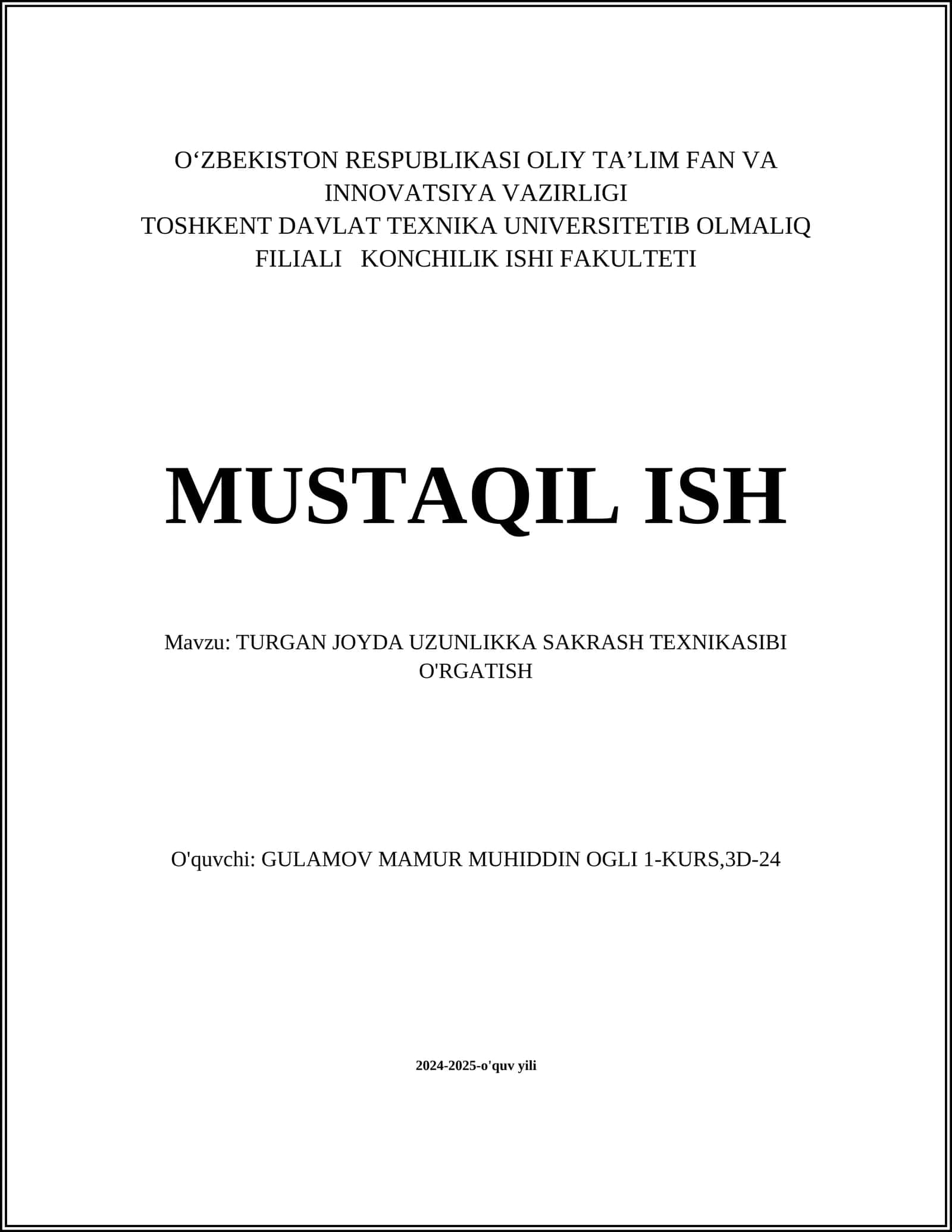 TURGAN JOYDA UZUNLIKKA SAKRASH TEXNIKASIBI O'RGATISH