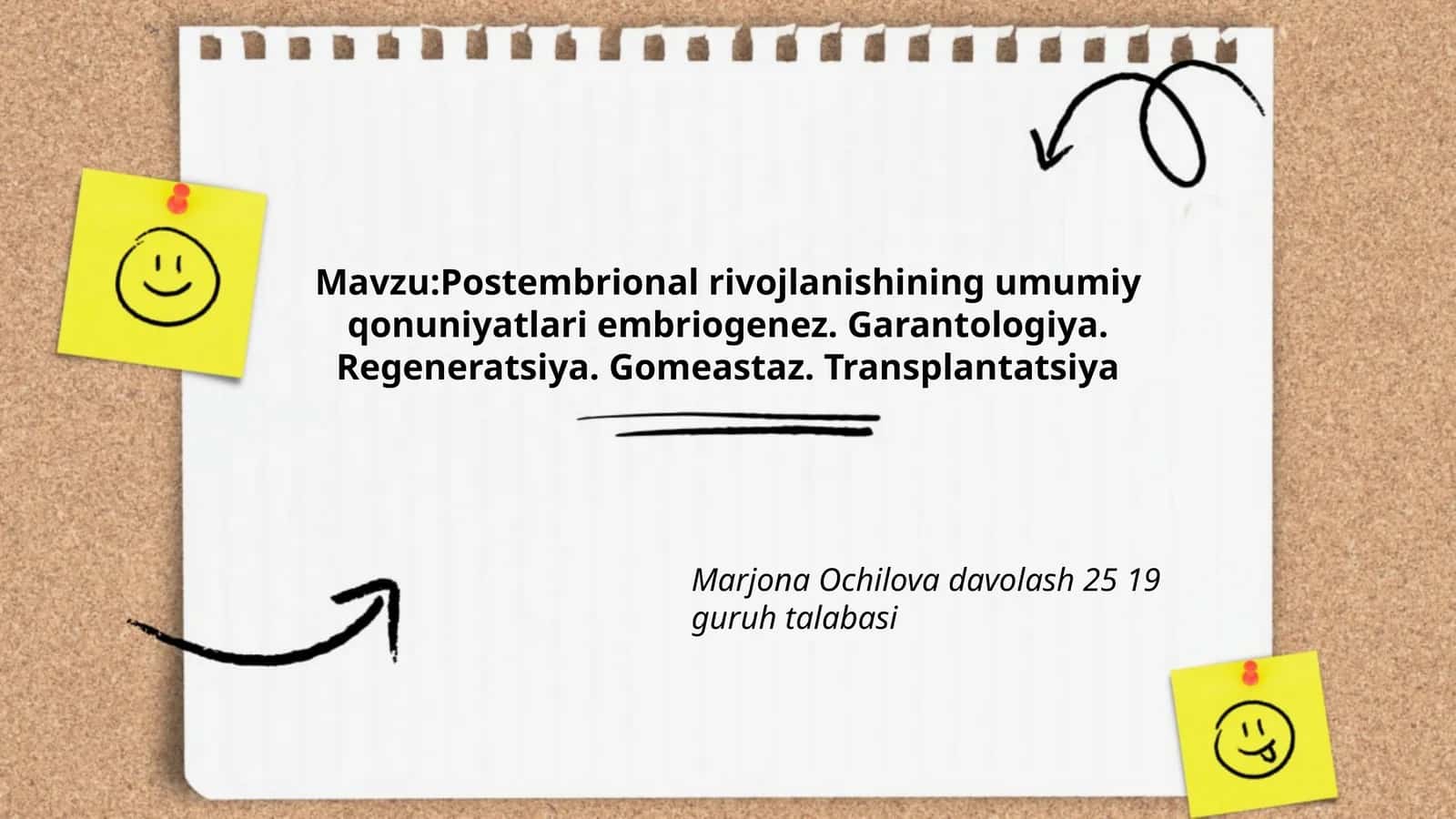 Postembrional rivojlanishning umumiy qonuniyatlari embriogenez