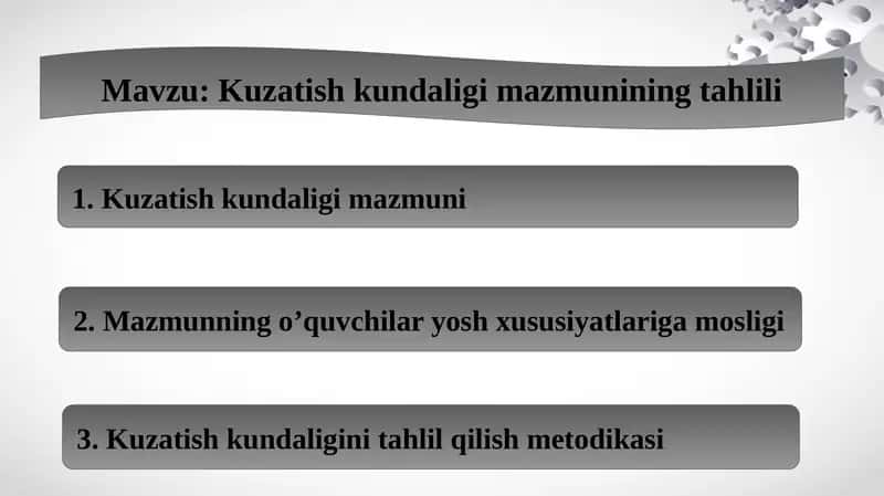Kuzatish kundaligi mazmuni