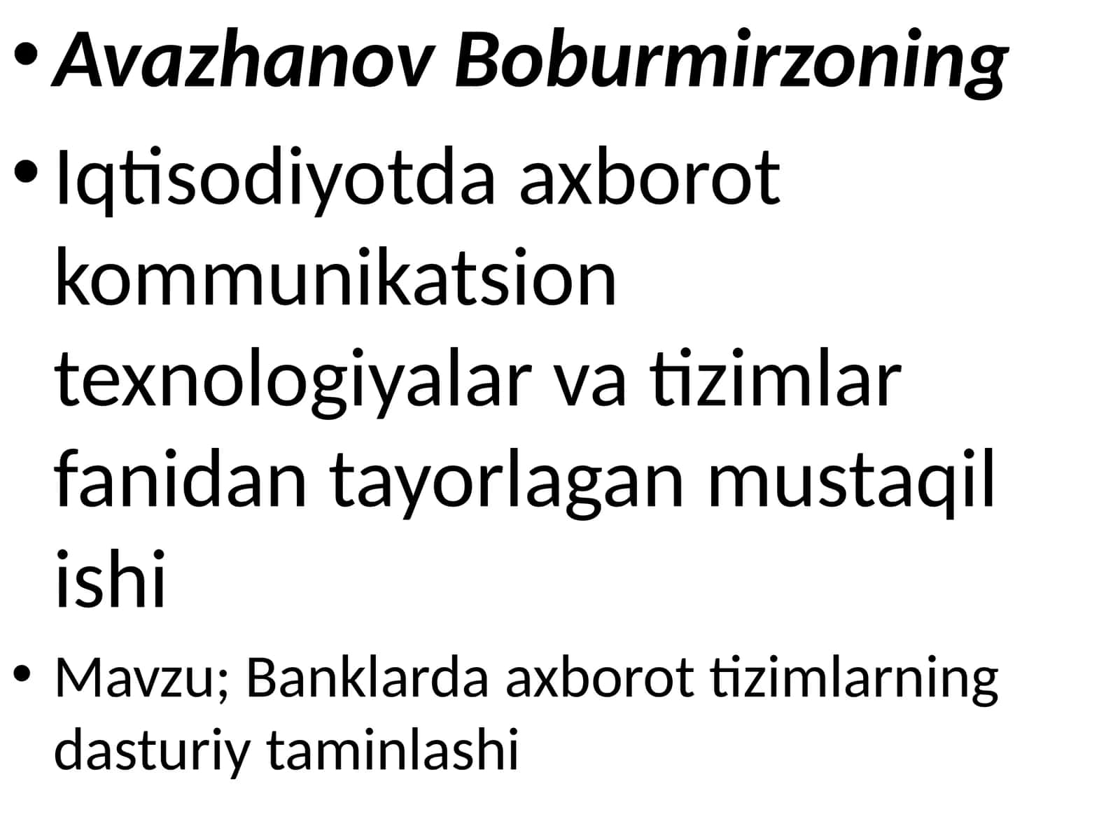 Banklarda axborot tizimlarining dasturiy ta'minlashi