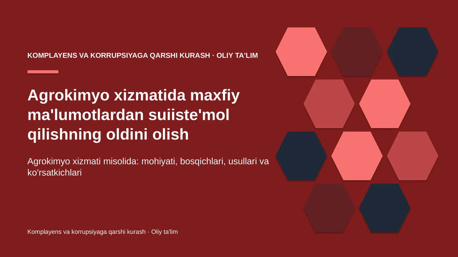 Agrokimyo xizmatida maxfiy ma'lumotlardan suiiste'mol qilishning oldini olish