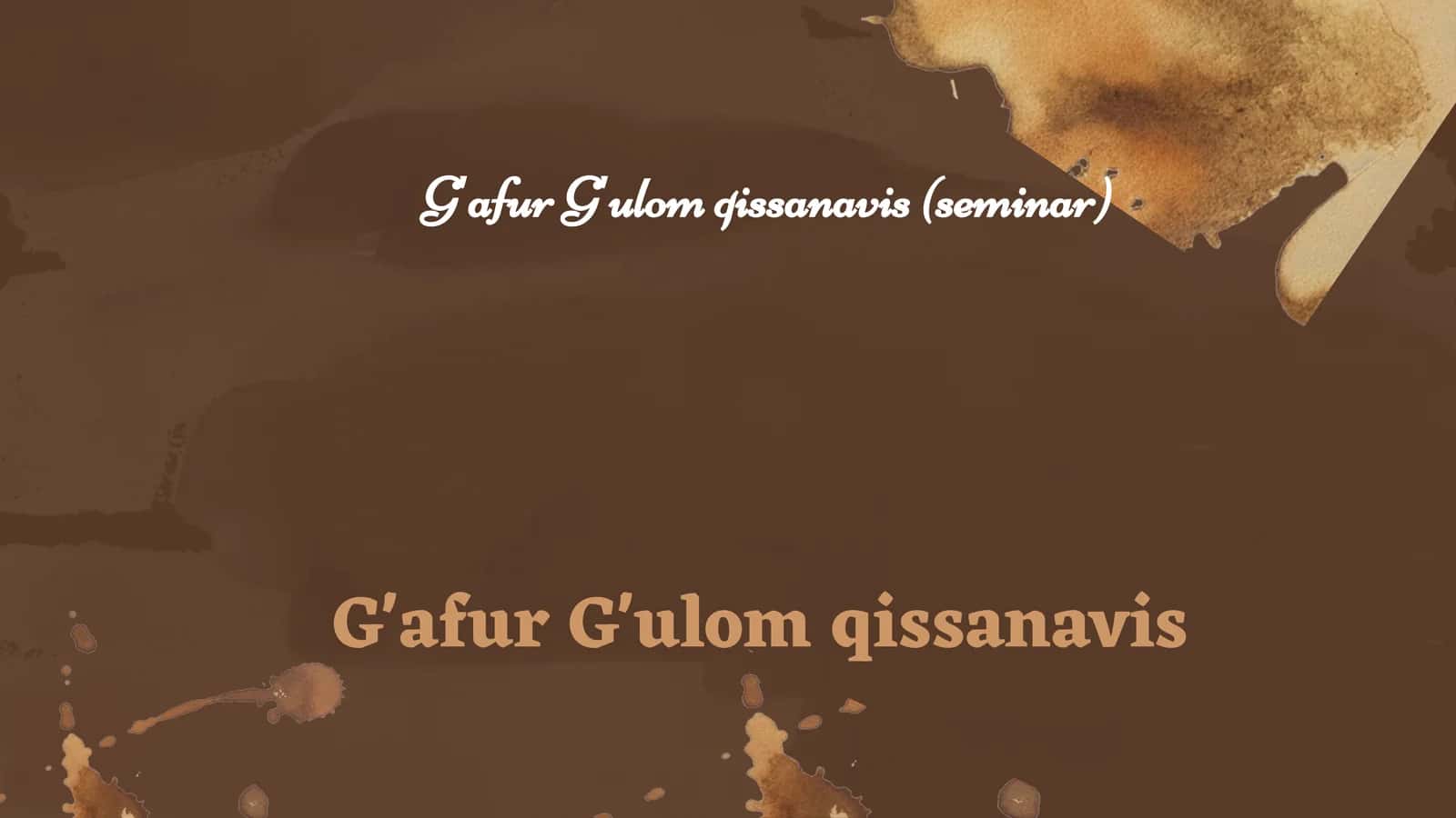 G'afur G'ulom qissanavis