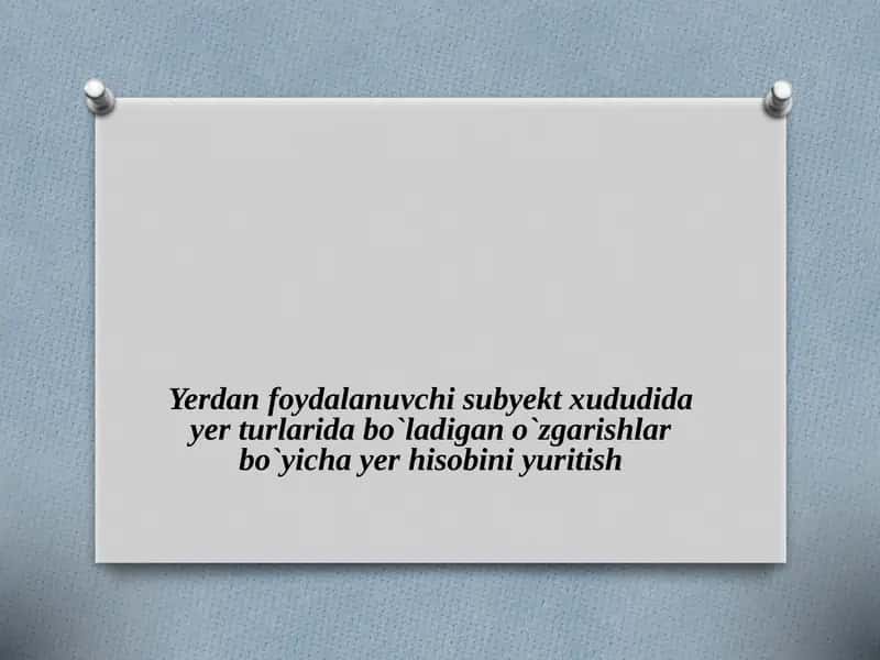 Yer turlari o'zgarishini hisobga olish