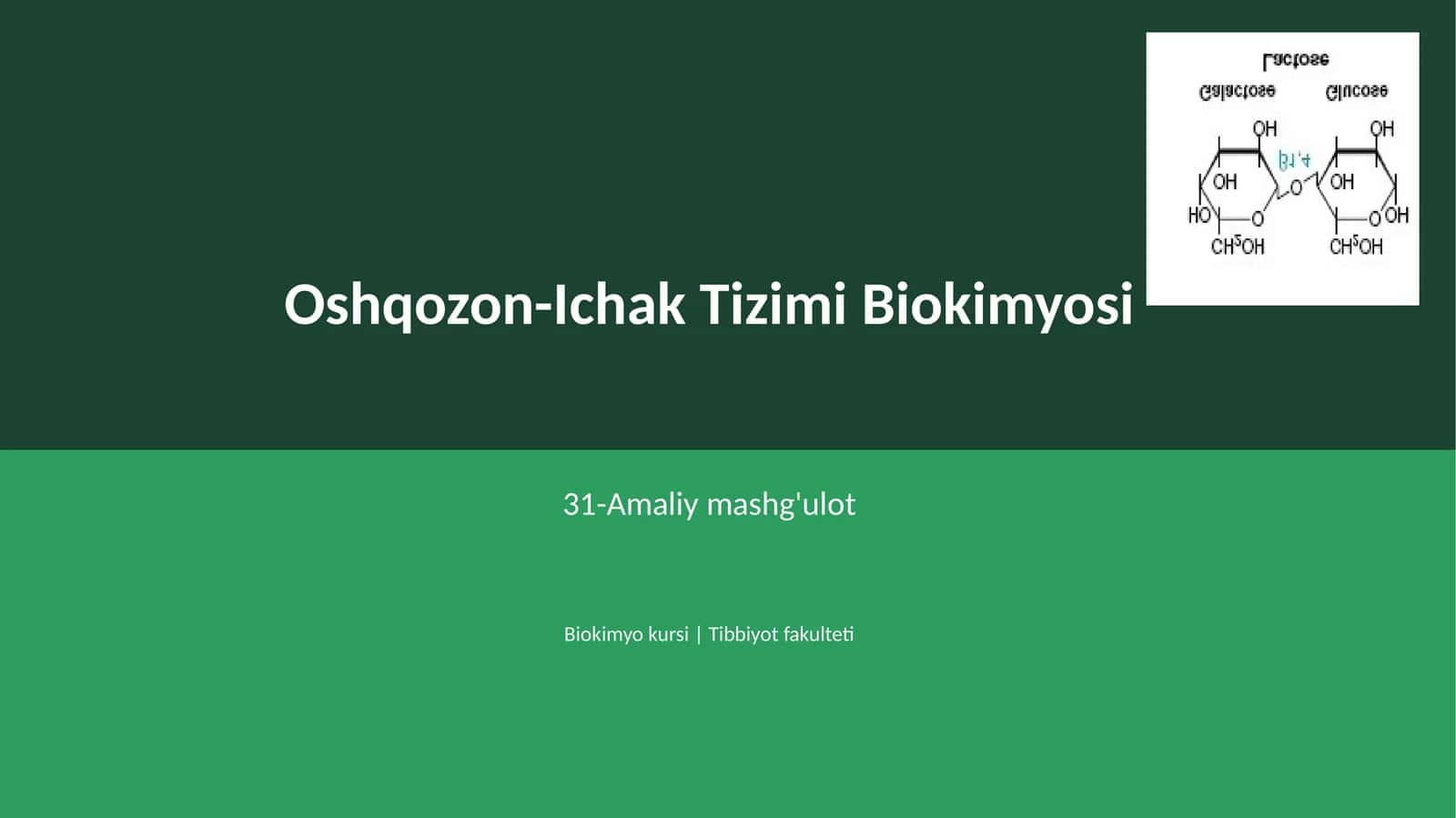 Oshqozon-Ichak Tizimi Biokimyosi