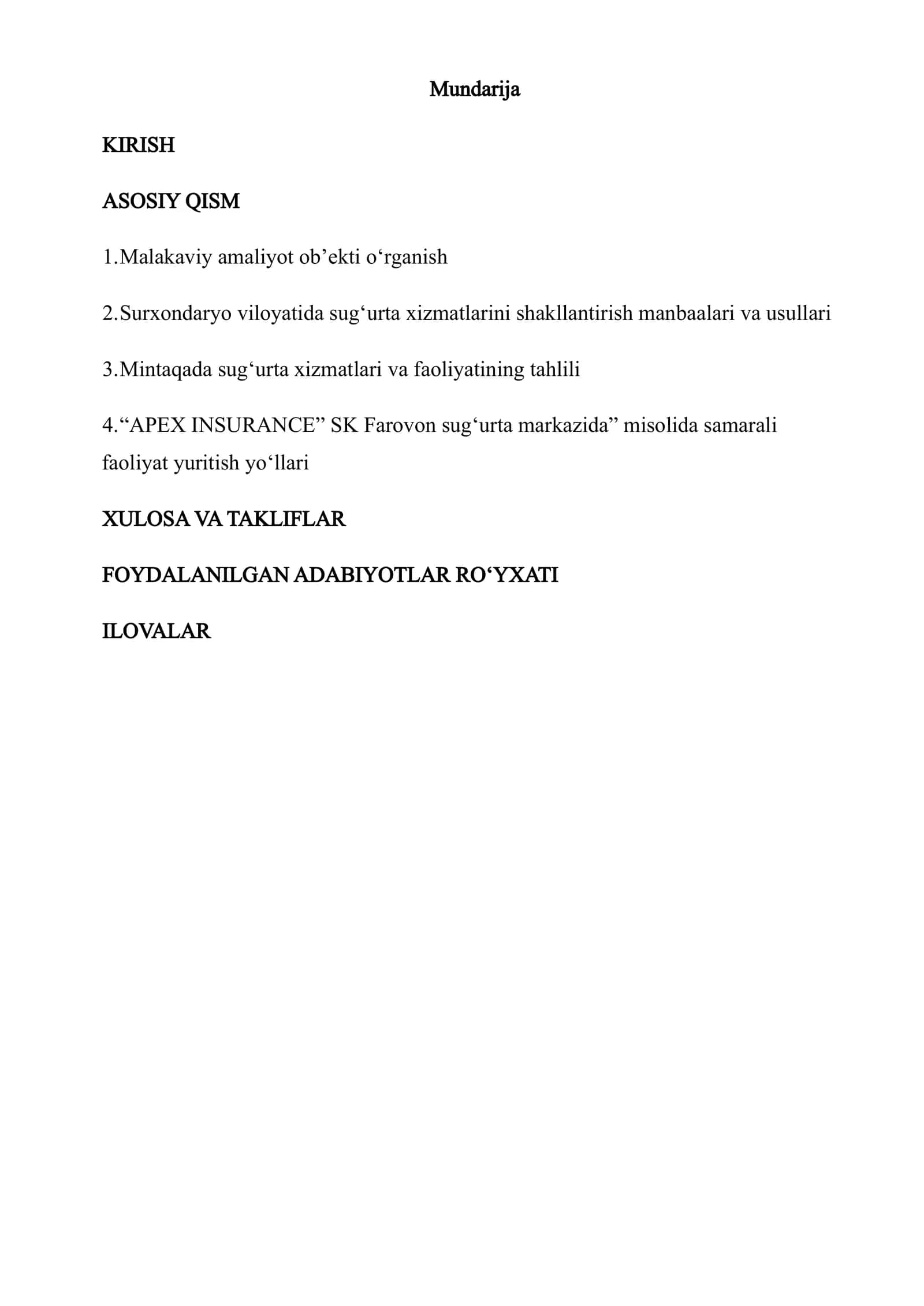 APEX SUGURTA HISOBOTI
