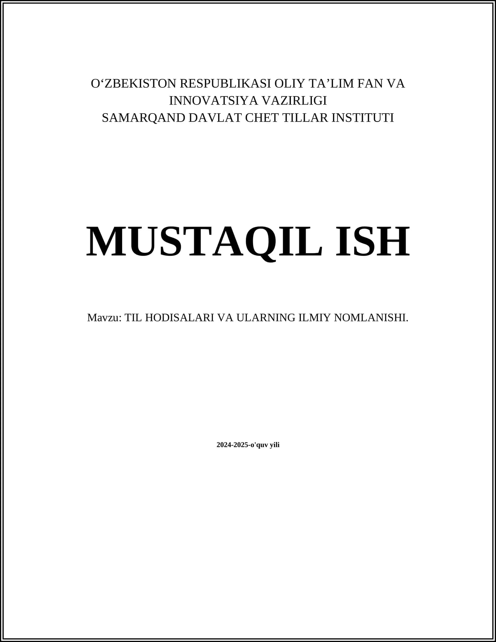 Til hodisalari va ularning ilmiy nomlanishi