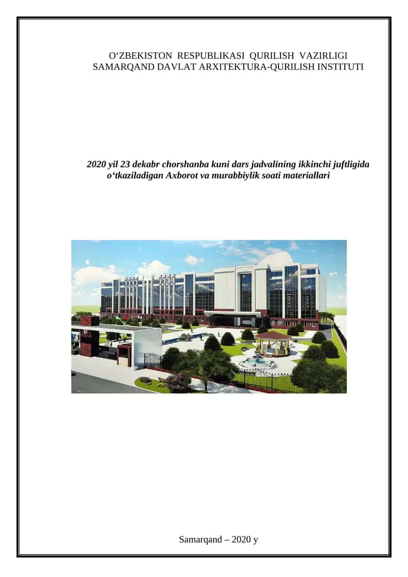 Axborot va murabbiylik soati materiallari