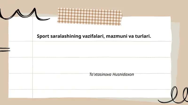 Sport saralashining taʼrifi va maqsadi
