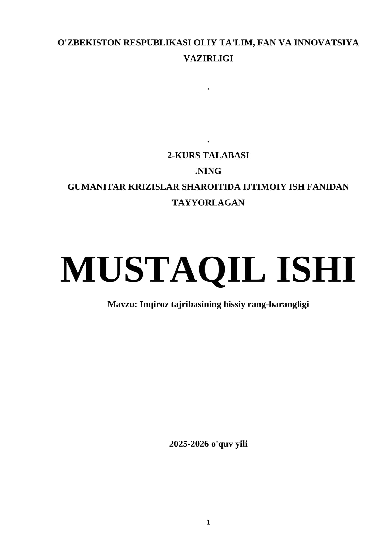 Inqiroz tajribasining hissiy rang-barangligi