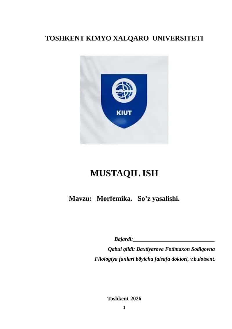 Morfemika. So’z yasalishi