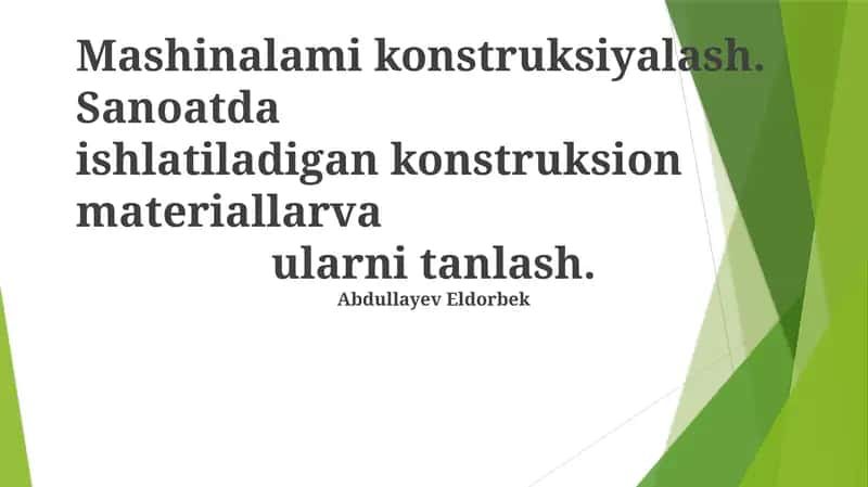 Zamonaviy Konstruksion Materiallar va Ularning Xususiyatlari