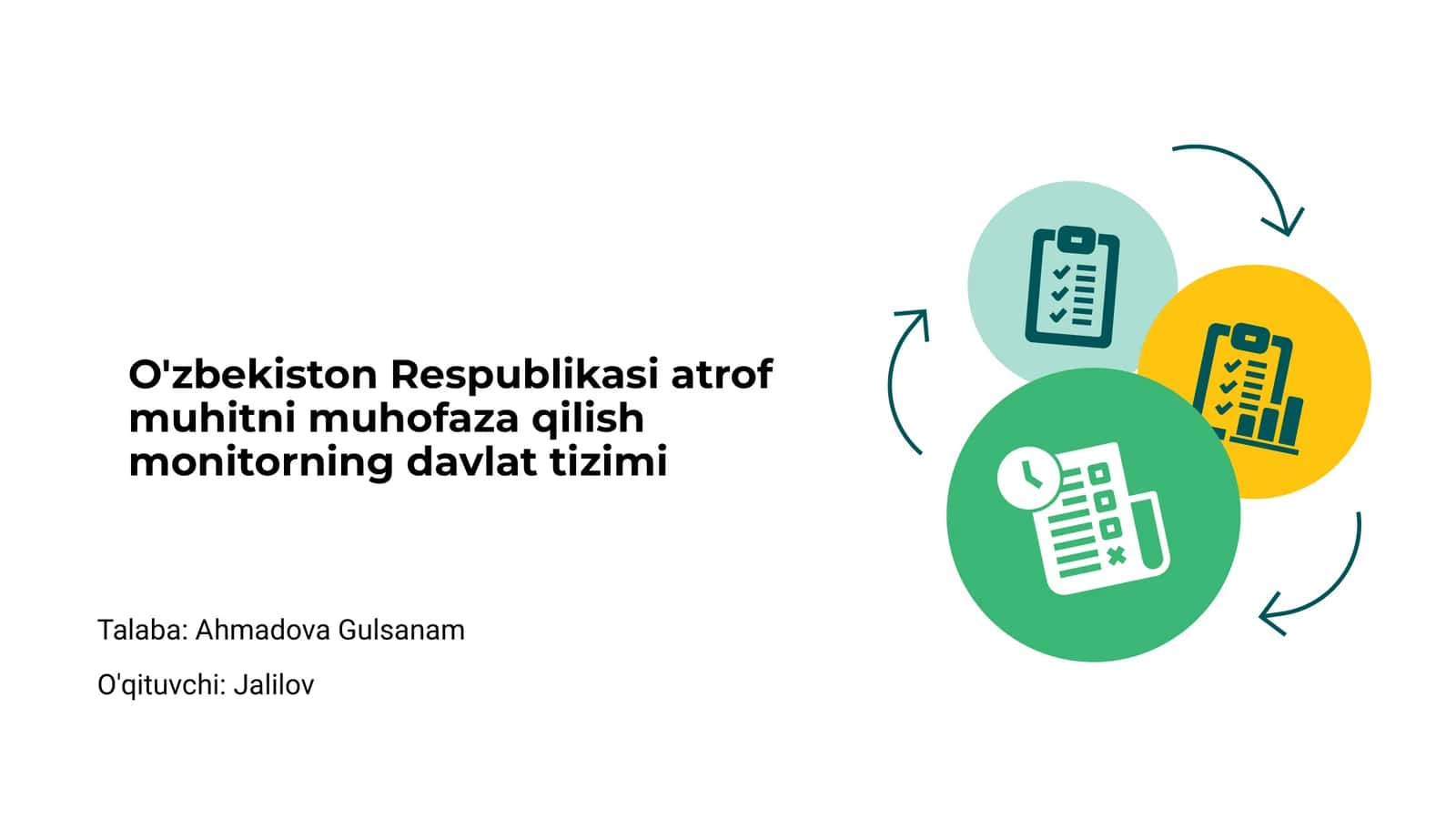 O'zbekiston Respublikasi atrof muhitni muhofaza qilish monitorning davlat tizimi