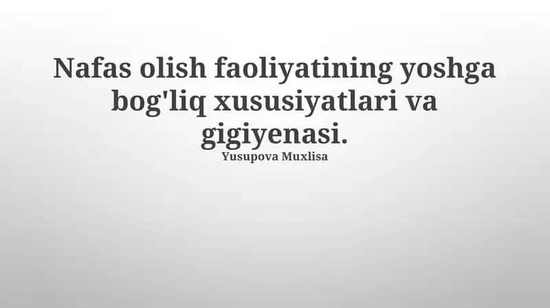 Bolalarda nafas olish tizimi gigienasi