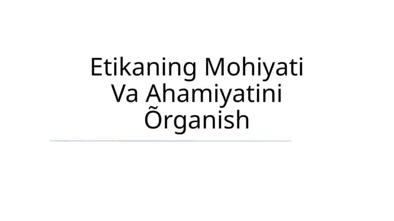 Etikani aniqlash