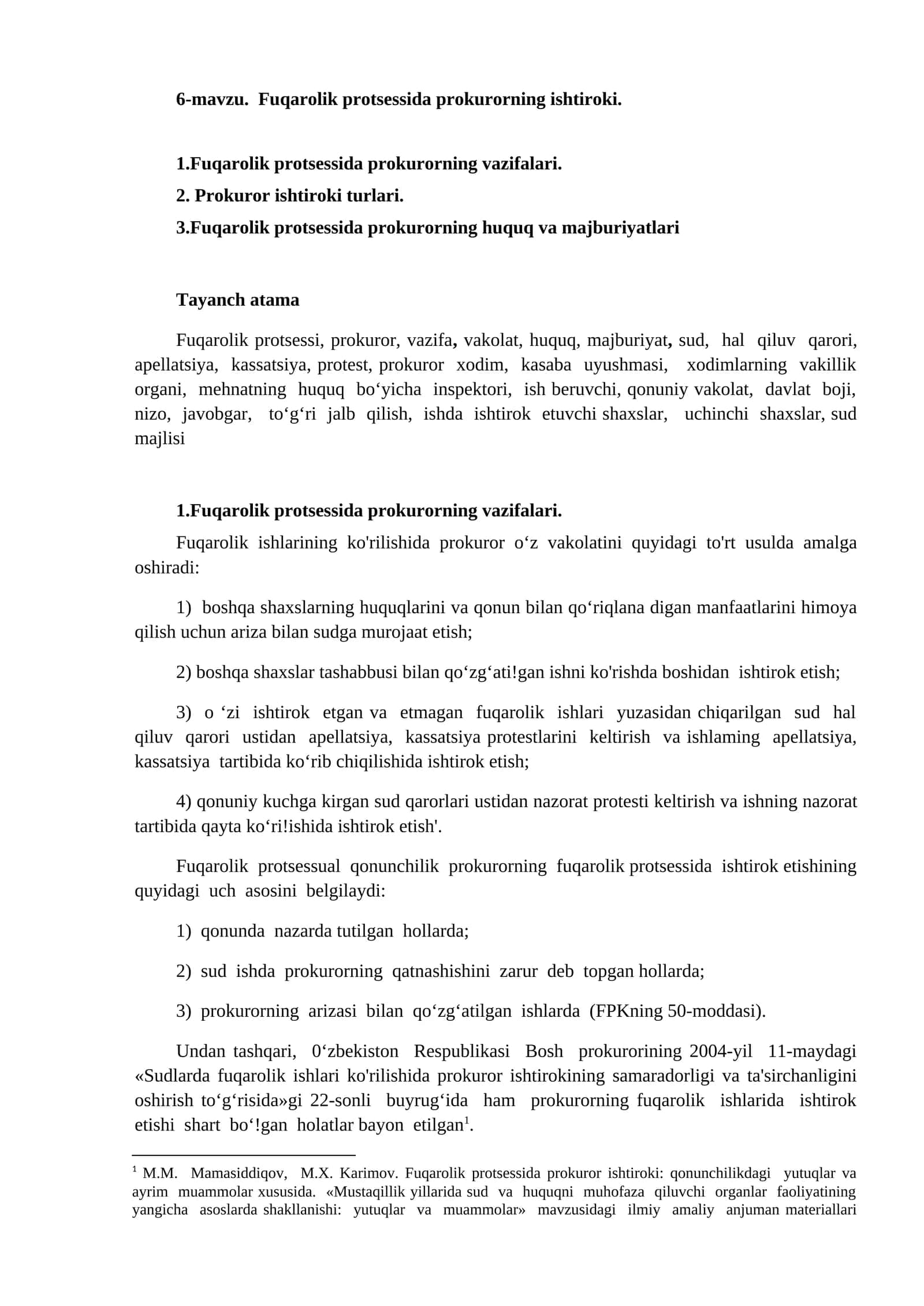Fuqarolik protsessida prokurorning ishtiroki