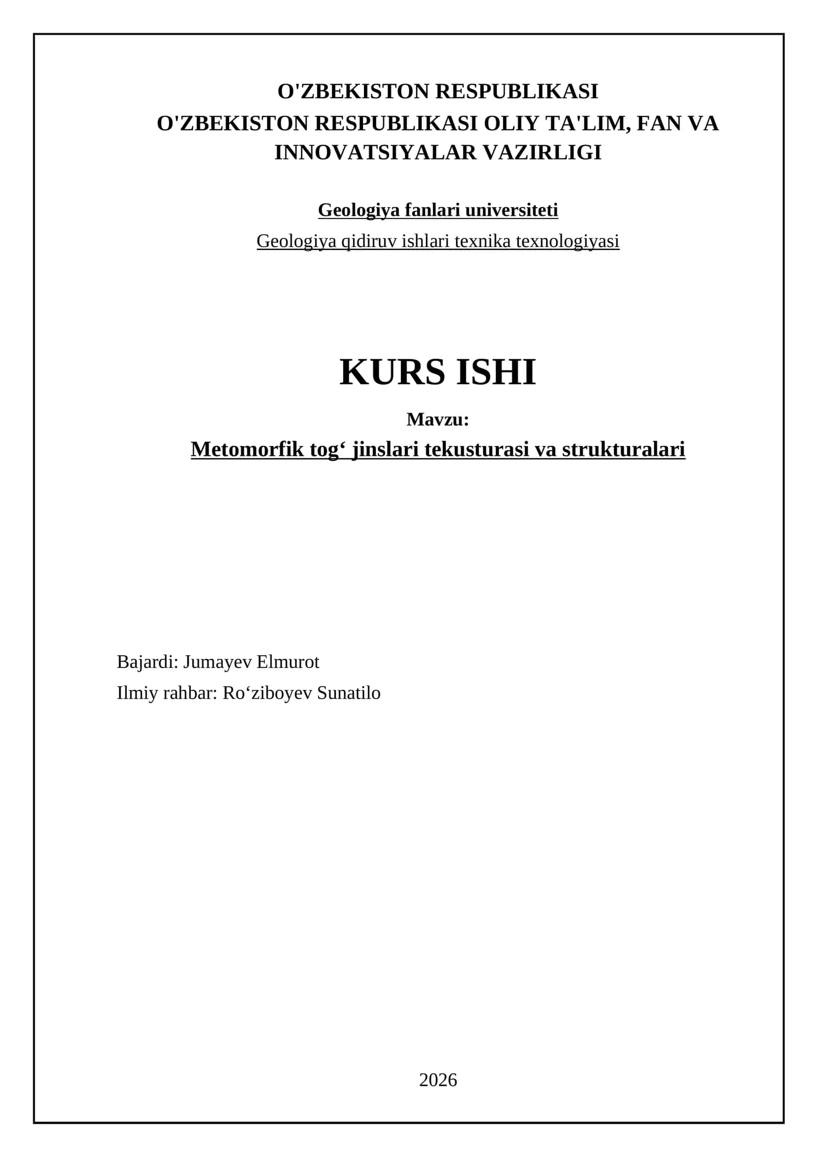 Metomorfik togʻ jinslari tekusturasi va strukturalari