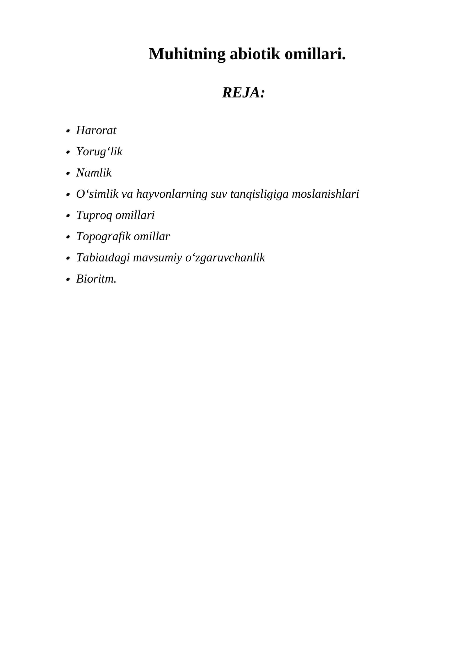 Muhitning abiotik omillari