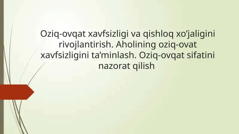 Oziq-ovqatxavfsizligini taminlashning o’ziga xos xususiyatlari