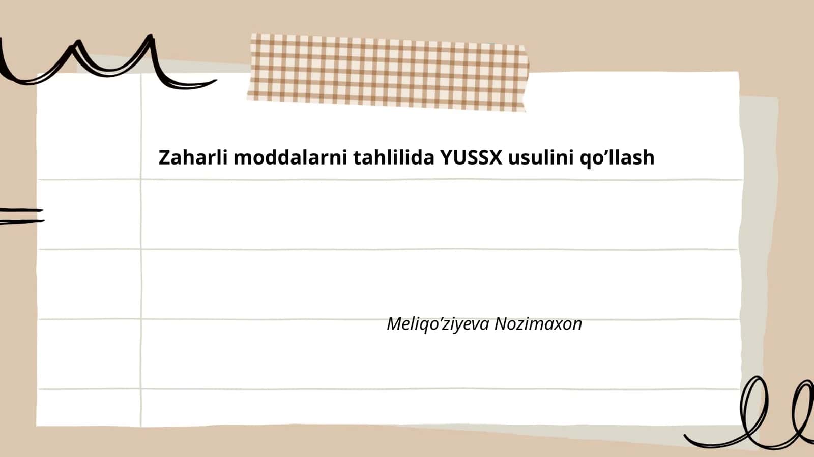 Zaharli moddalarni tahlilida YUSSX usulini qo’llash