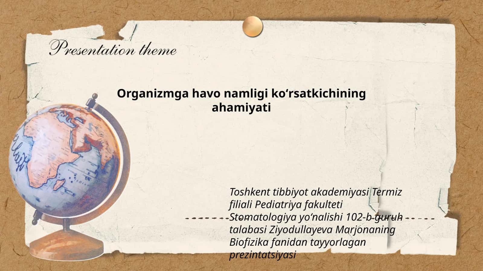 Biofizika fanidan tayyorlagan prezintatsiya