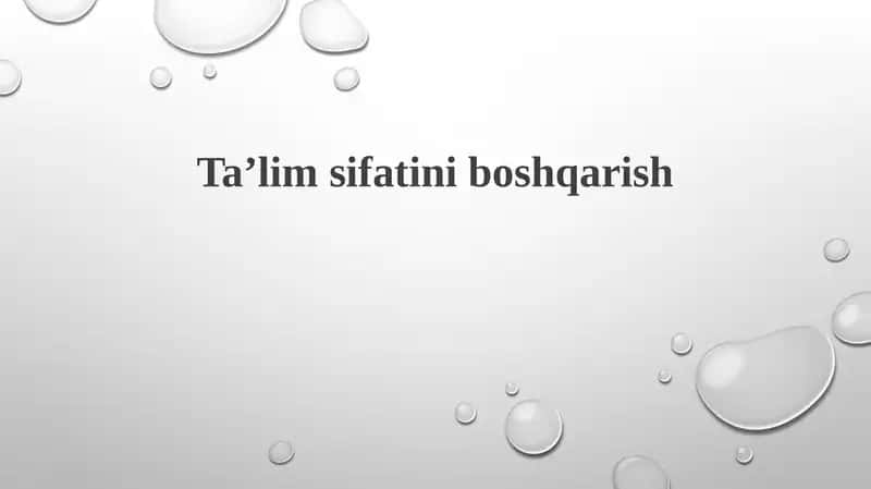Taʼlim sifatini boshqarish