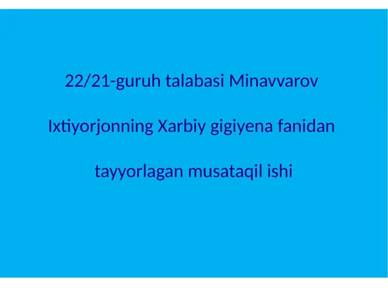 Gigiena fanining rivojlanishi