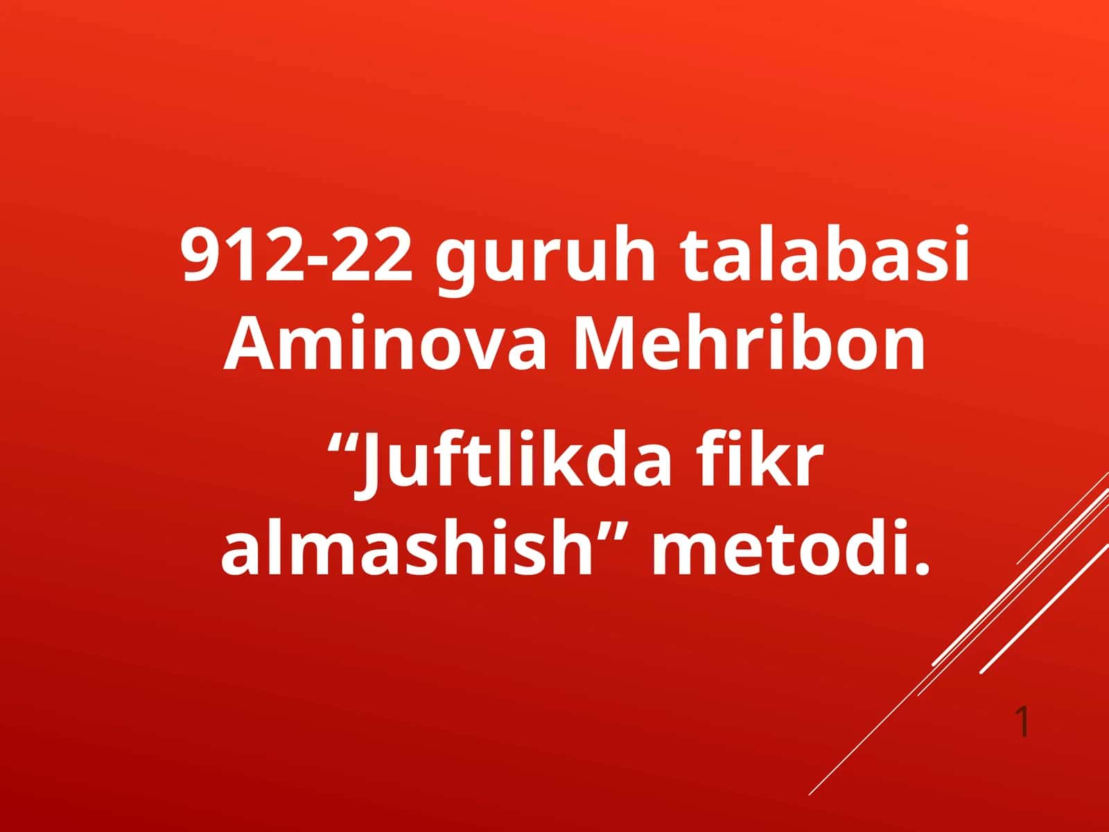 "Juftlikda fikr almashish" metodi