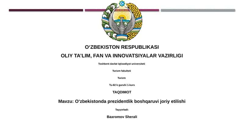 Oʻzbekistonda prezidentlik boshqaruvi joriy etilishi