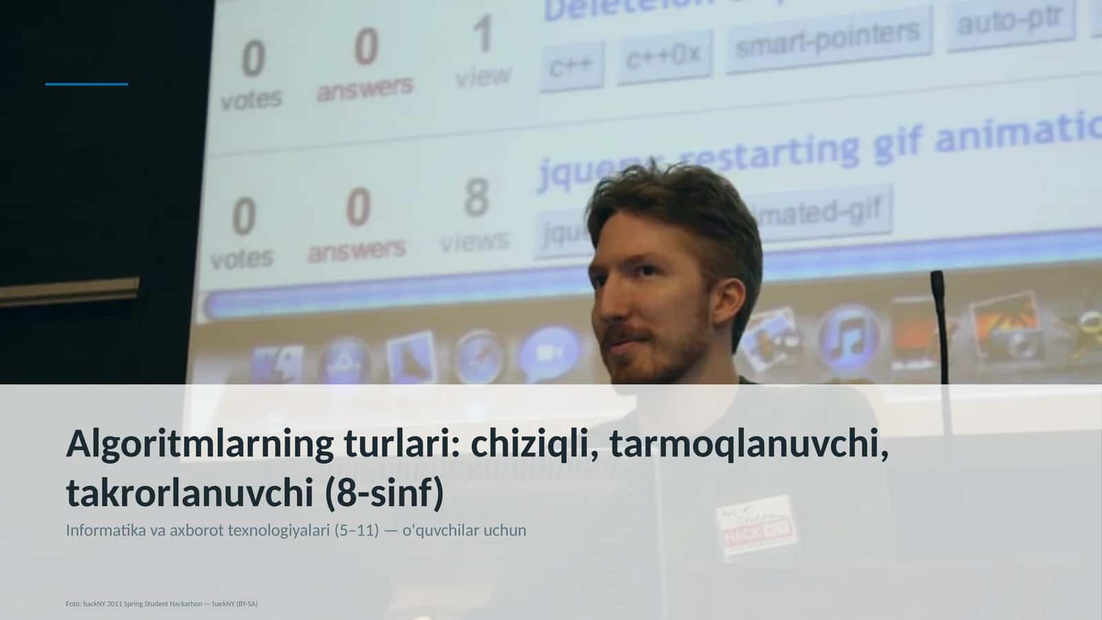 Algoritmlarning turlari: chiziqli, tarmoqlanuvchi, takrorlanuvchi (8-sinf)