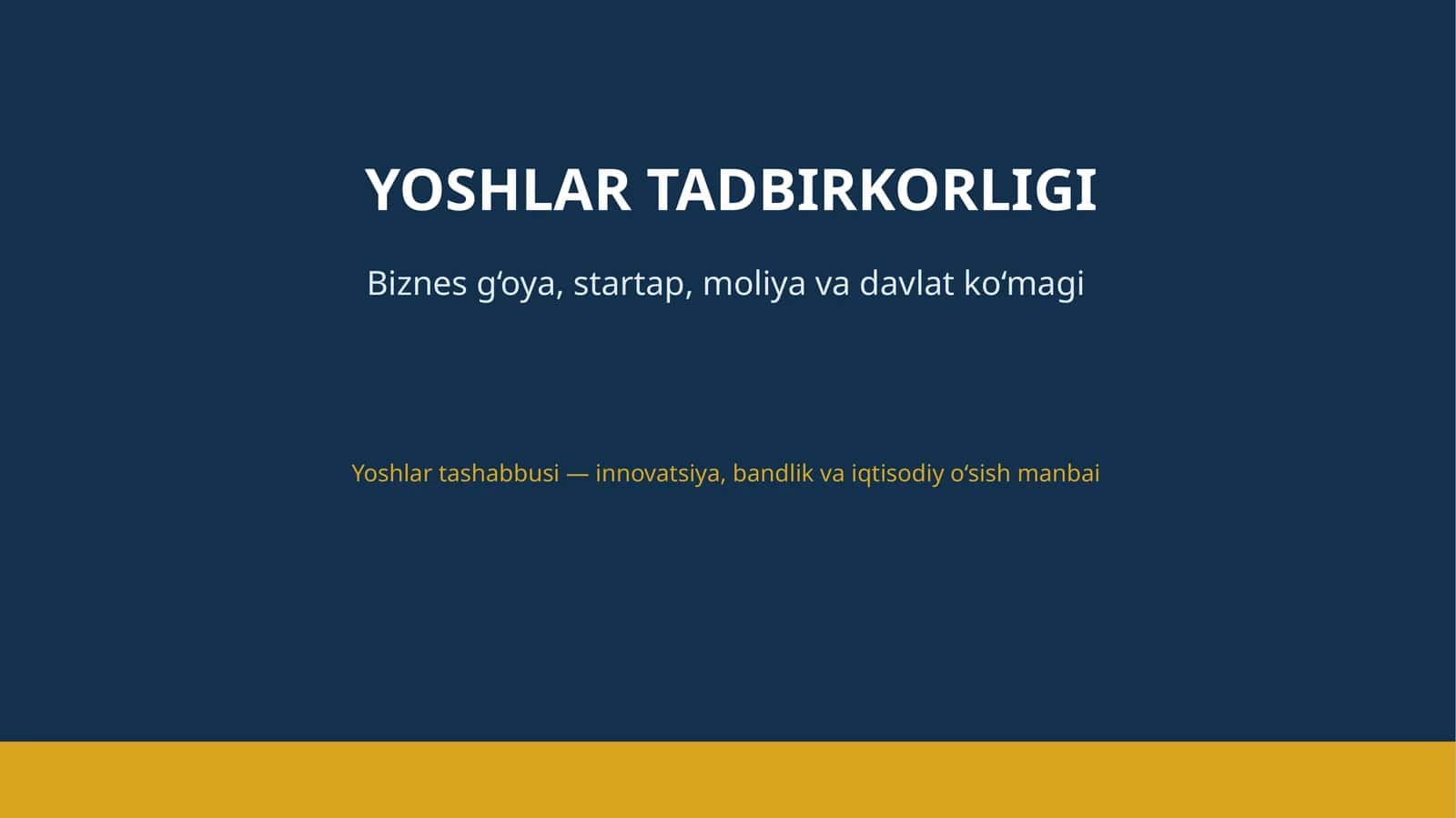 YOSHLAR TADBIRKORLIGI