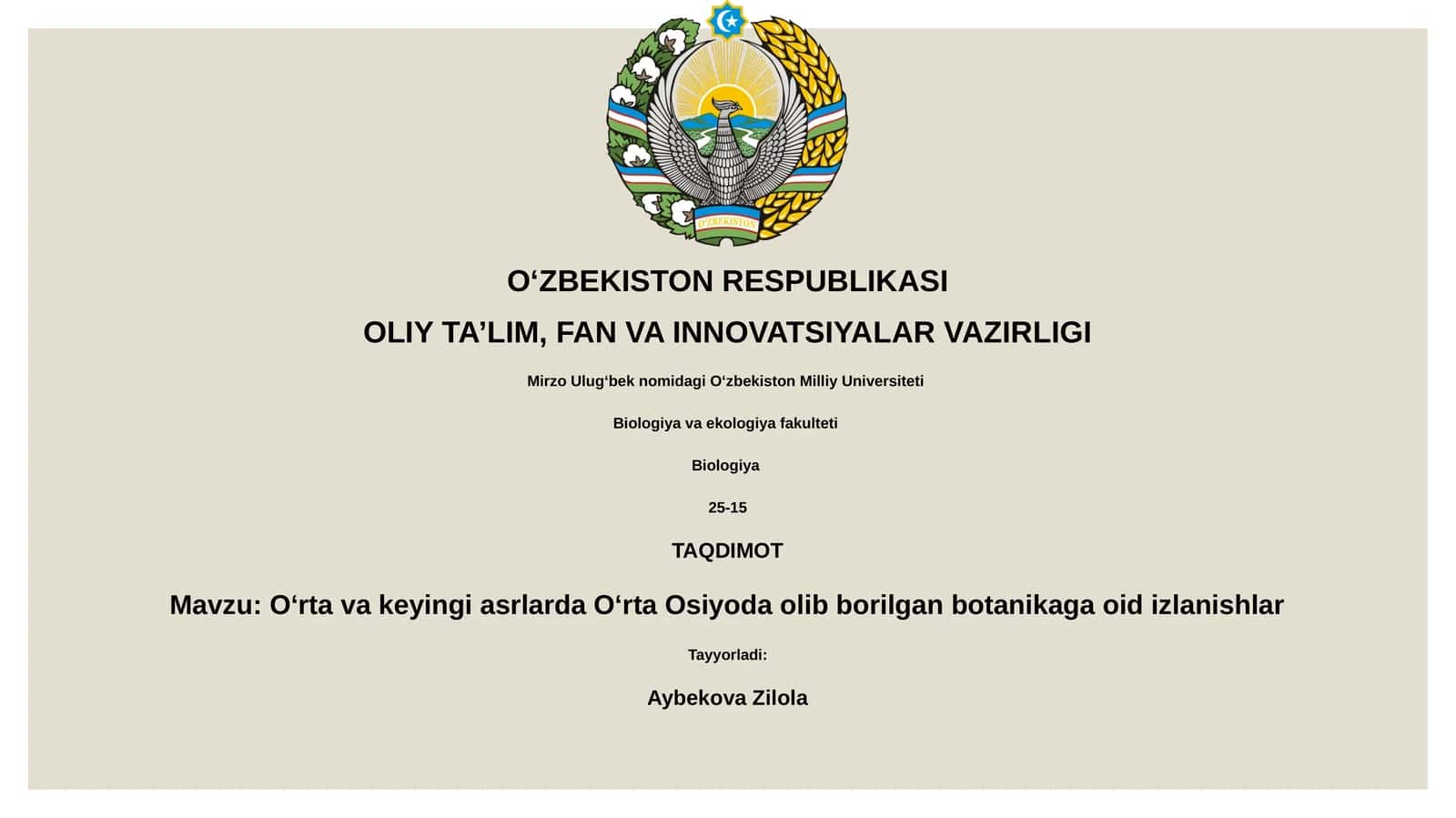 Oʻrta va keyingi asrlarda Oʻrta Osiyoda olib borilgan botanikaga oid izlanishlar