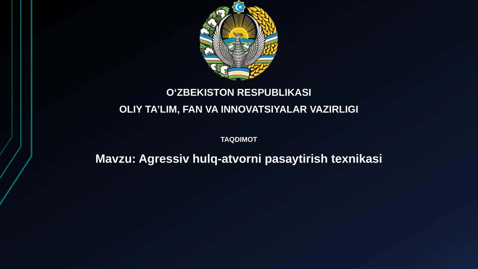 Agressiv hulq-atvor nipasaytirishtexnikasi