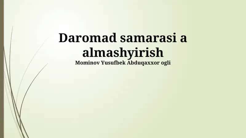 Daromadlar Balansi Tuzish