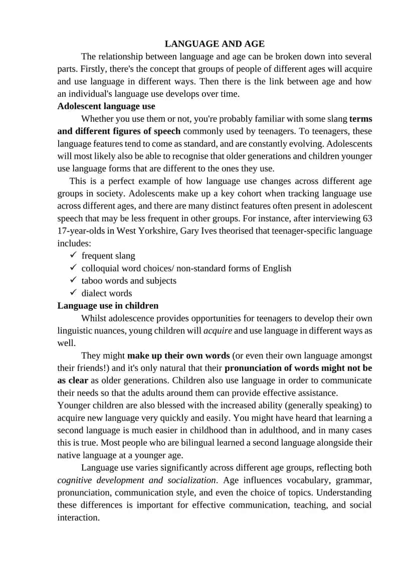 Language and Age