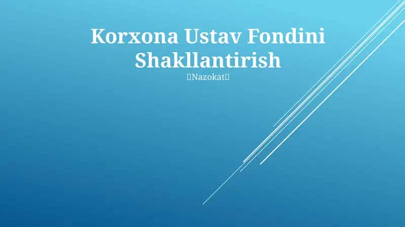 Korxona Ustav Fondini Shakllantirish