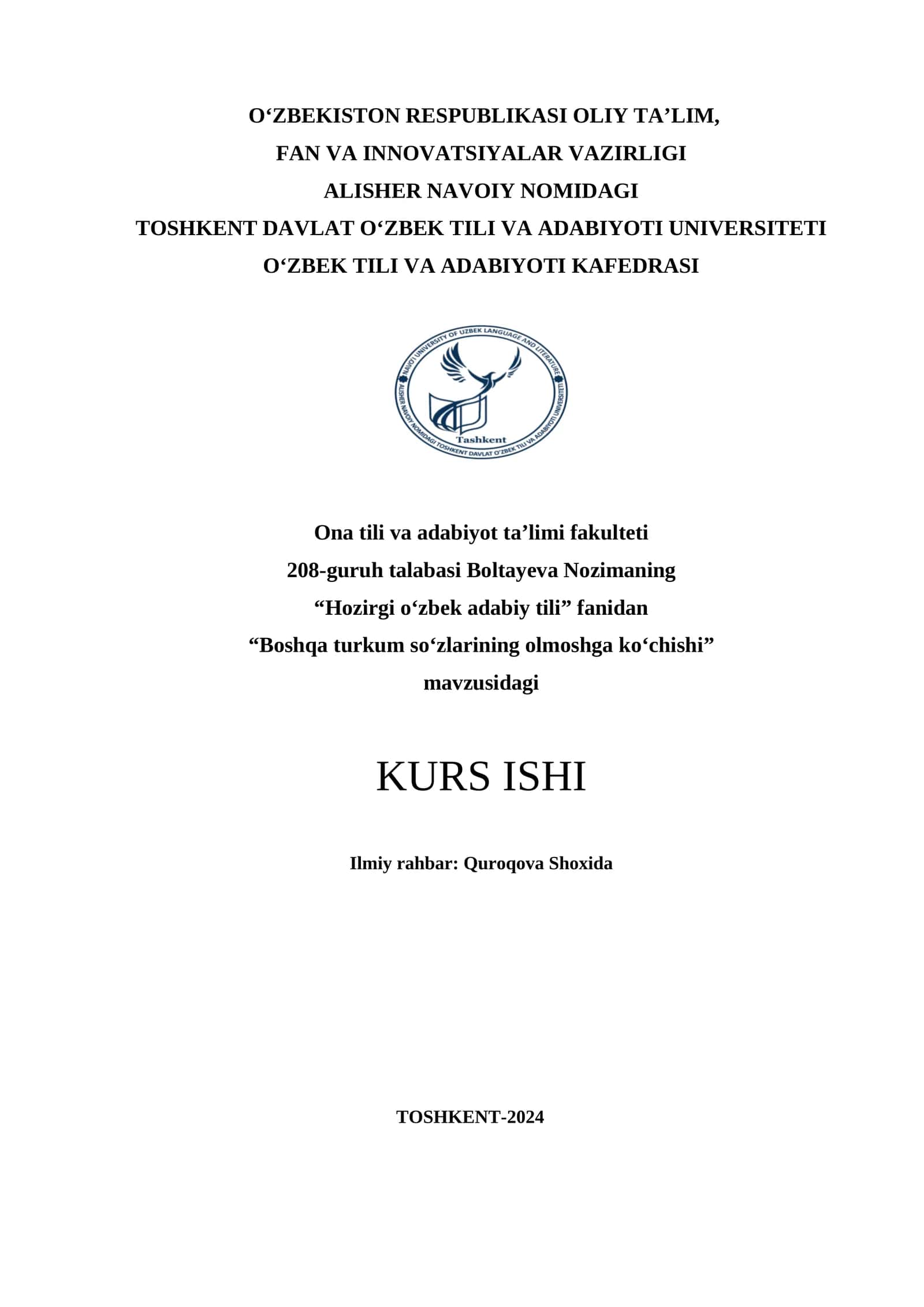 Boshqa turkum so‘zlarining olmoshga ko‘chishi
