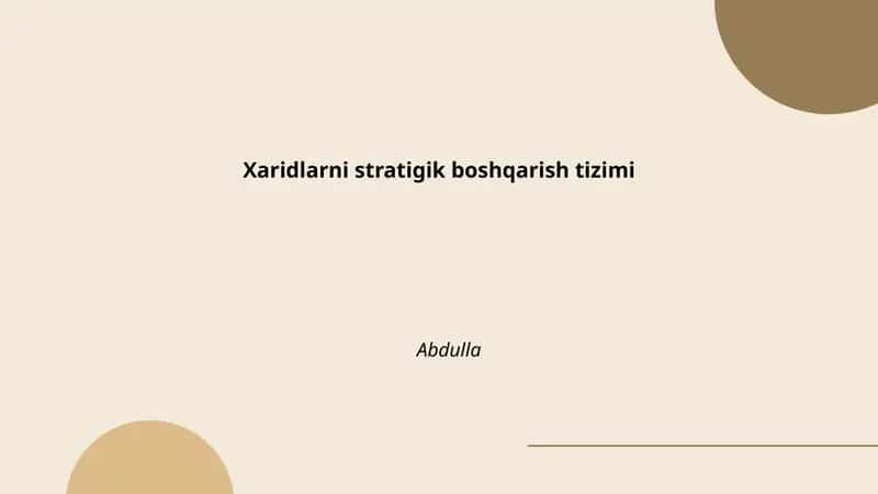 Xaridlarni stratigik boshqarish tizimi